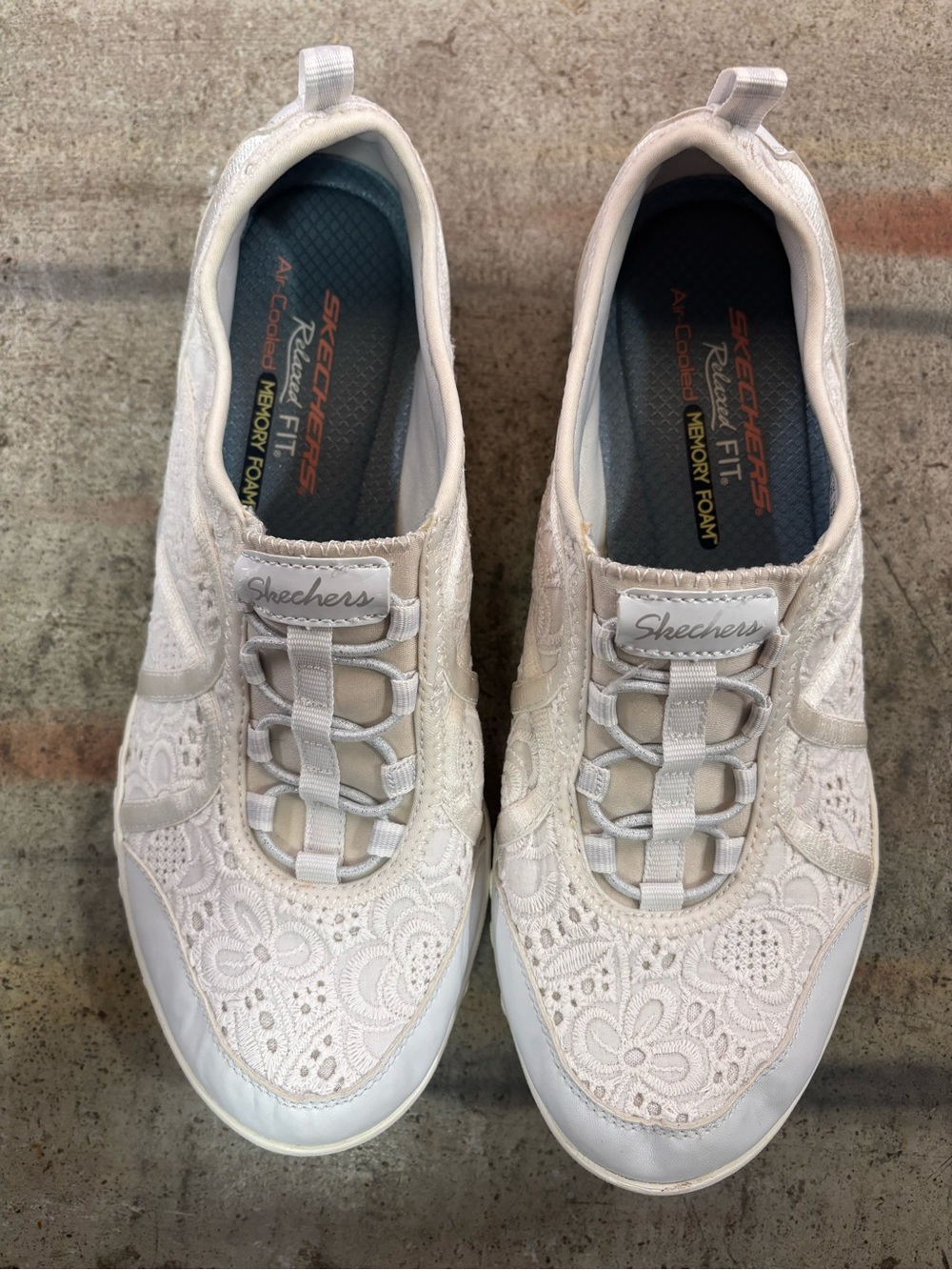 Skechers Lace-Pattern Slip-On Sneakers in white